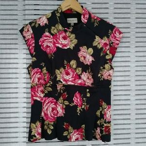 Asian inspired, silky, floral shirt.